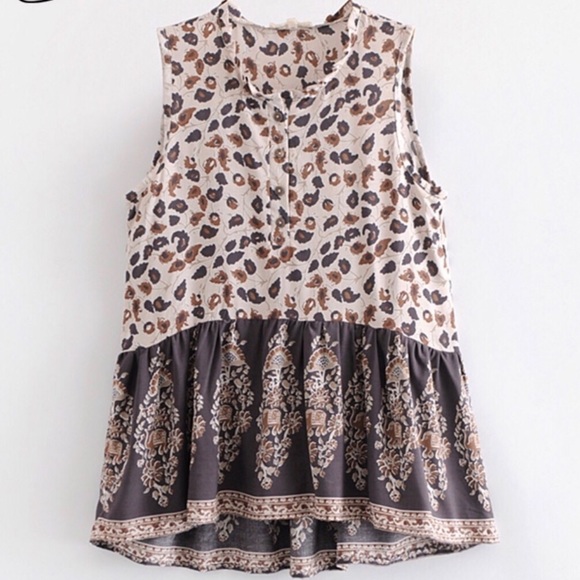 Boho Button Front Tank Top - Picture 4 of 6